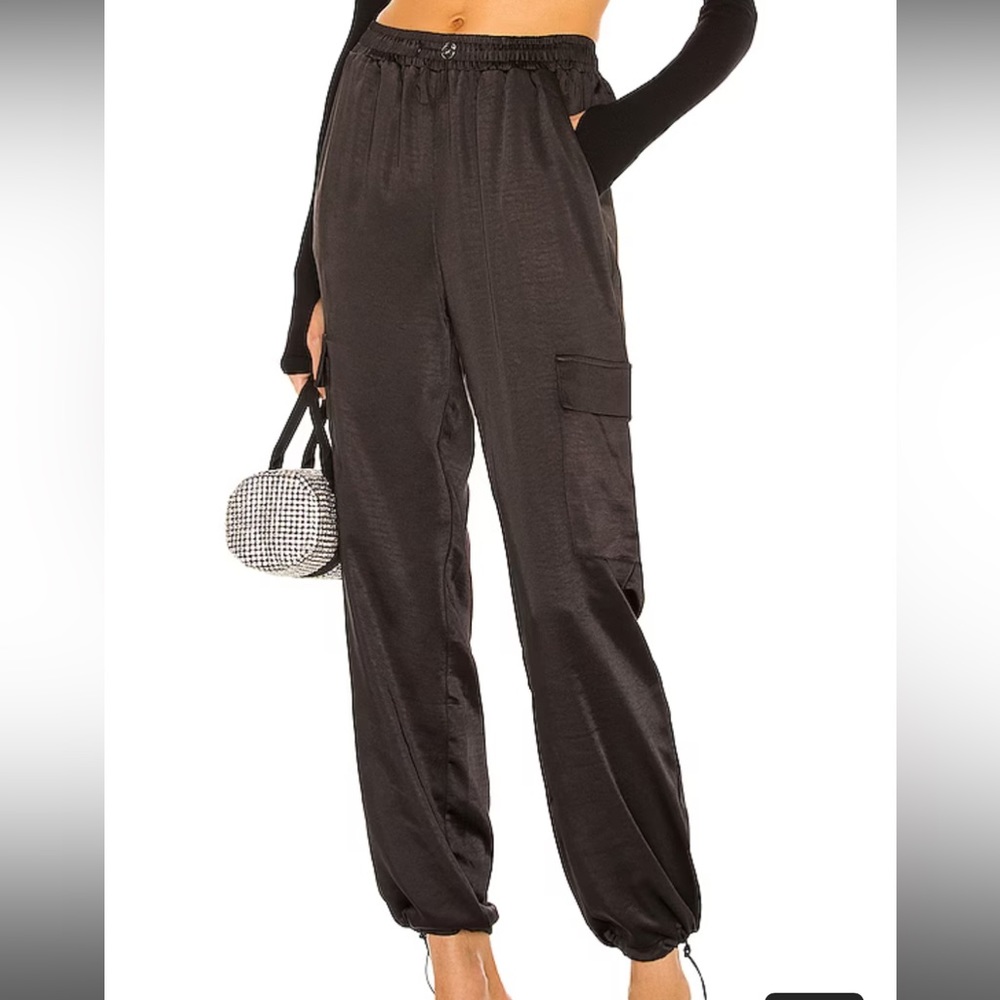 Revolve satin Cargo Pants, Rita Cargo Pant in Black, Superdown, Size Small